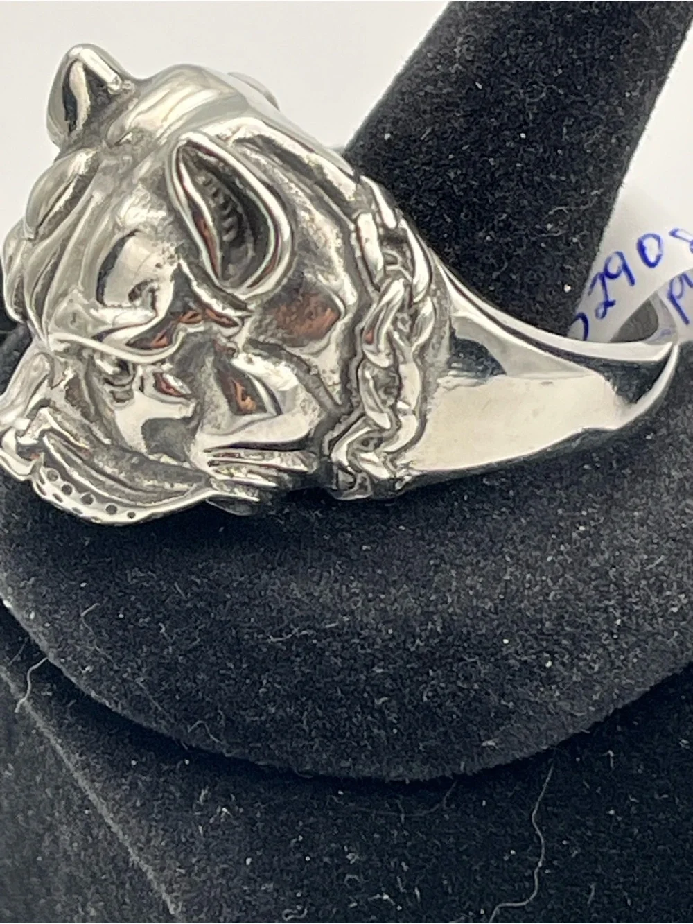 Stainless Steel Silver Pitt Bull Dog Ring